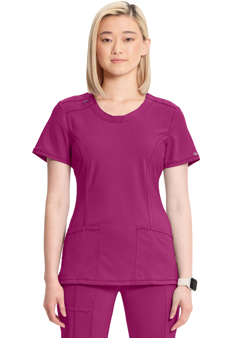 Future Fuchsia - Cherokee IN Infinity Women Scrub Top - Front View