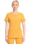 Gold Rush - Cherokee IN Infinity Women Scrub Top - Front View
