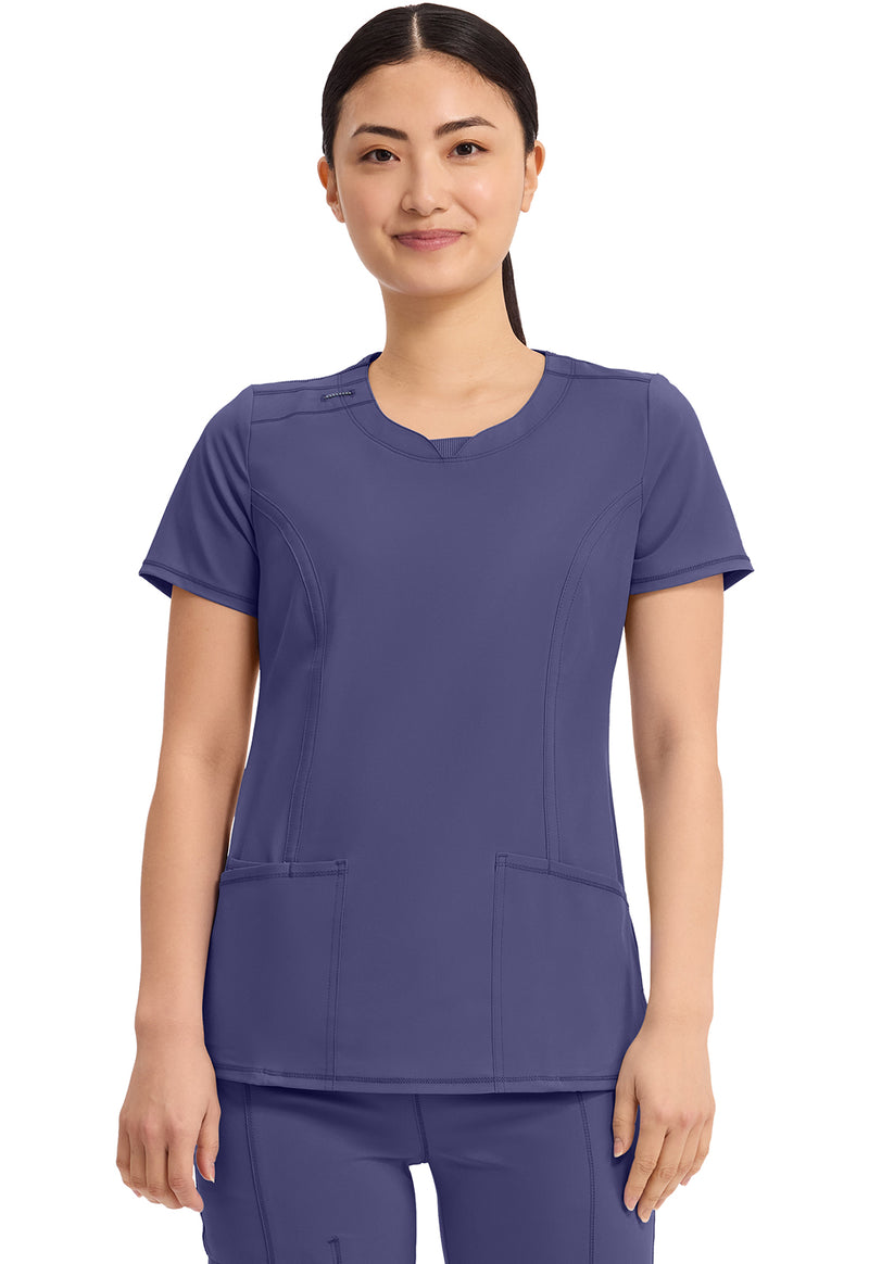 Grape - Cherokee IN Infinity Women Scrub Top - Front View