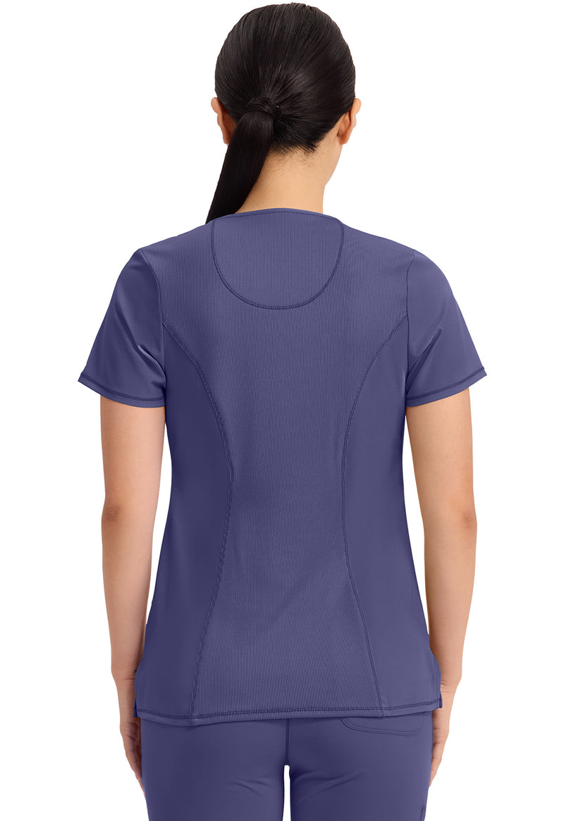 Grape - Cherokee IN Infinity Women Scrub Top - Back View