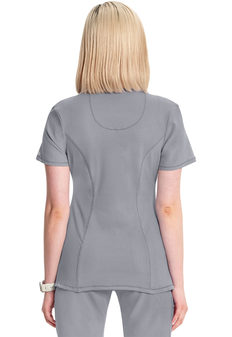 Grey - Cherokee IN Infinity Women Scrub Top - Back View