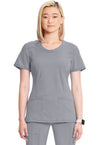 Grey - Cherokee IN Infinity Women Scrub Top - Front View