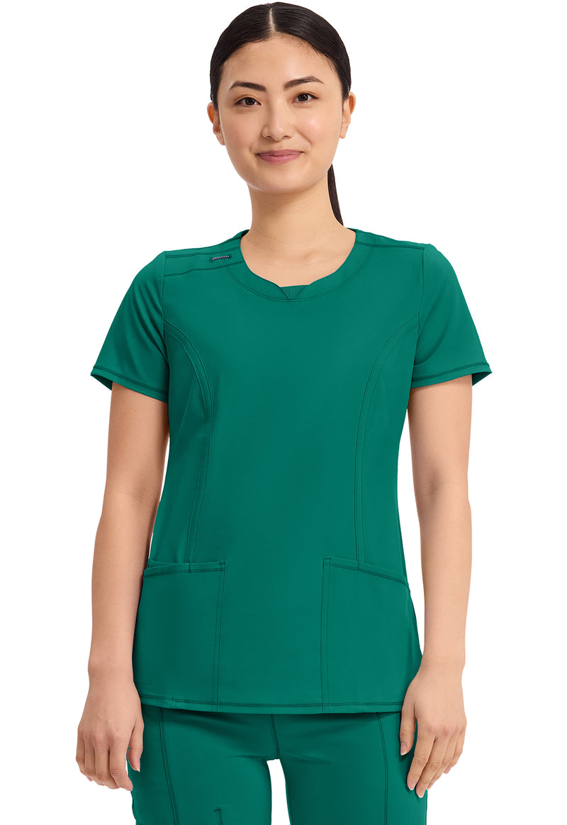 Hunter Green - Cherokee IN Infinity Women Scrub Top - Front View