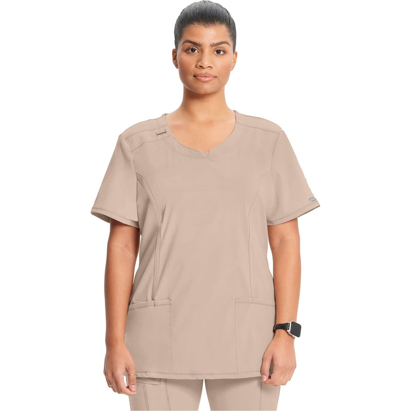 khaki - Round Neck Top