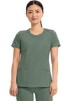 Olive - Cherokee IN Infinity Women Scrub Top - Front View