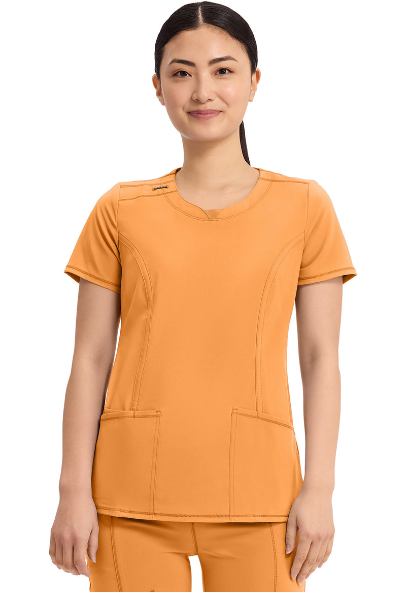 Orange Sunrise - Cherokee IN Infinity Women Scrub Top - Front View