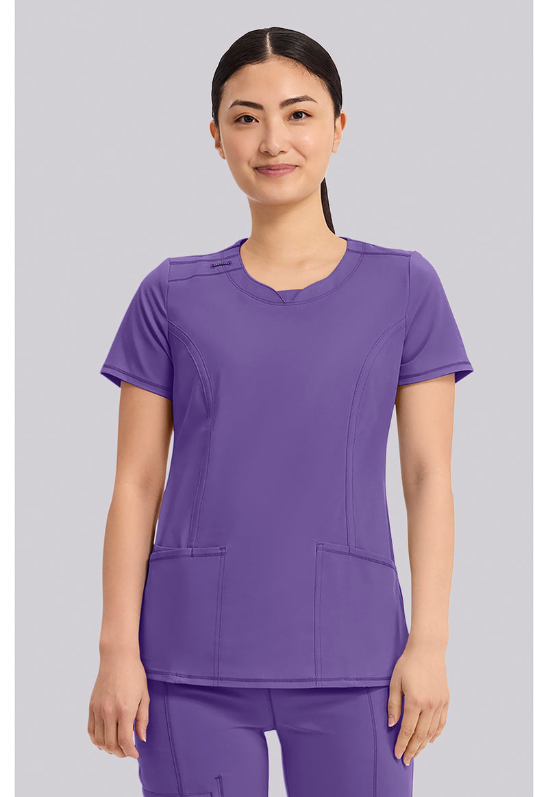 PRETTY N PURPLE - Cherokee IN Infinity Women Scrub Top - Front View