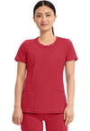 Red - Cherokee IN Infinity Women Scrub Top - Front View