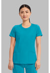 Scuba Blue - Cherokee IN Infinity Women Scrub Top - Front View