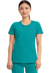 Teal Blue - Cherokee IN Infinity Women Scrub Top - Front View