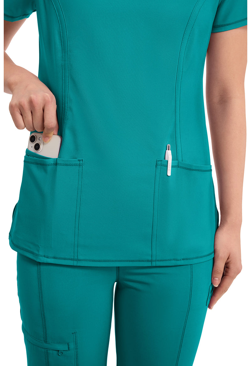 Teal Blue - Women's Round Neck Scrub Top (View 4)