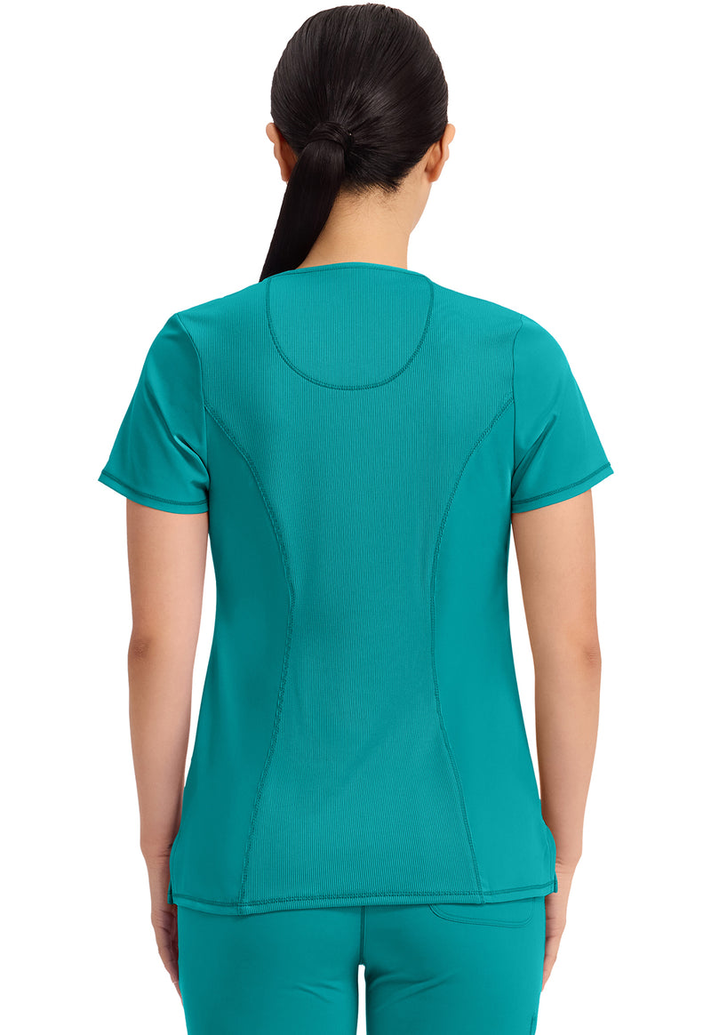 Teal Blue - Cherokee IN Infinity Women Scrub Top - Back View