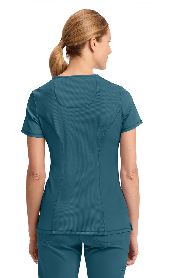 Caribbean Blue - Cherokee IN Infinity Women Scrub Top - Back View