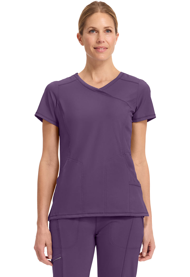 Eggplant - Cherokee IN Infinity Women Scrub Top - Front View