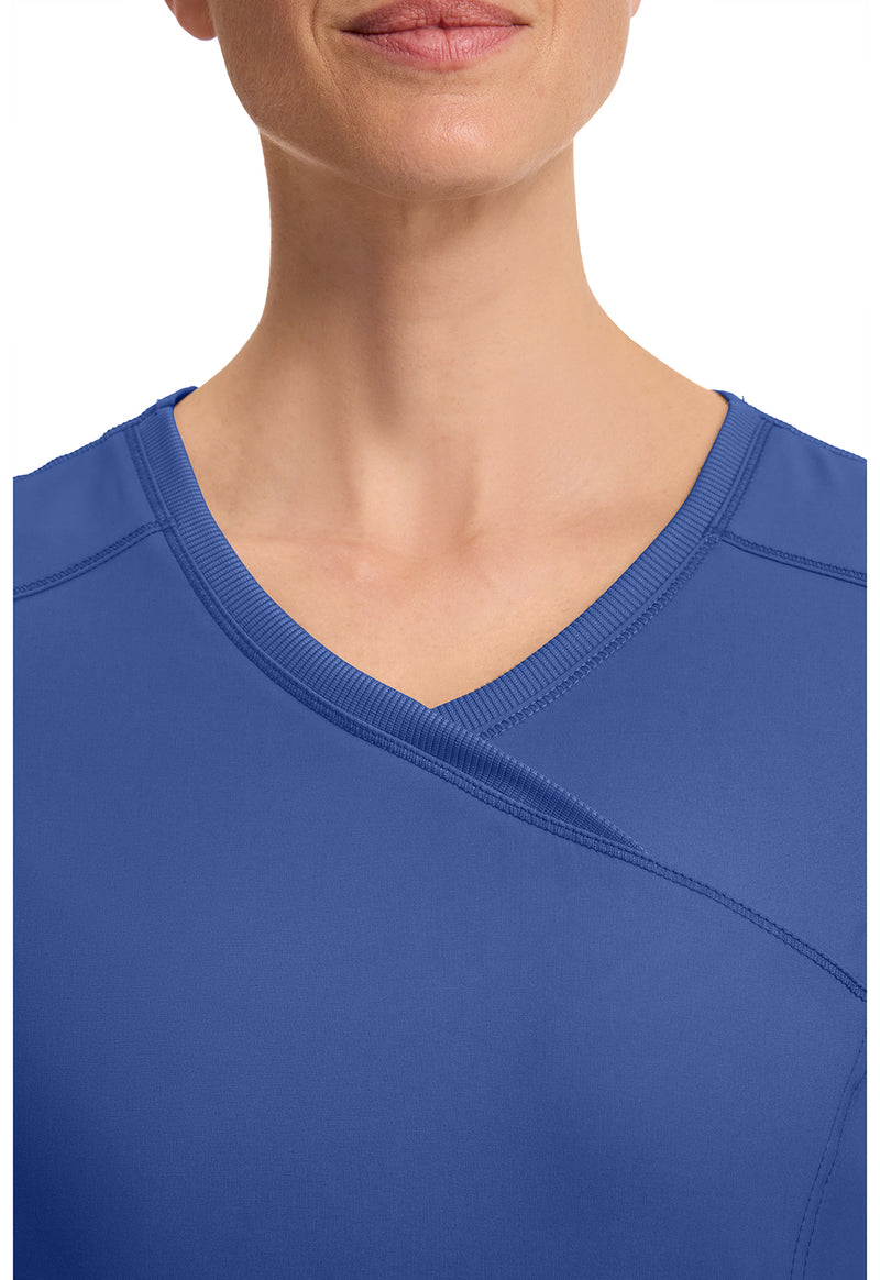 Galaxy Blue - Women's Mock Wrap Scrub Top (View 3)