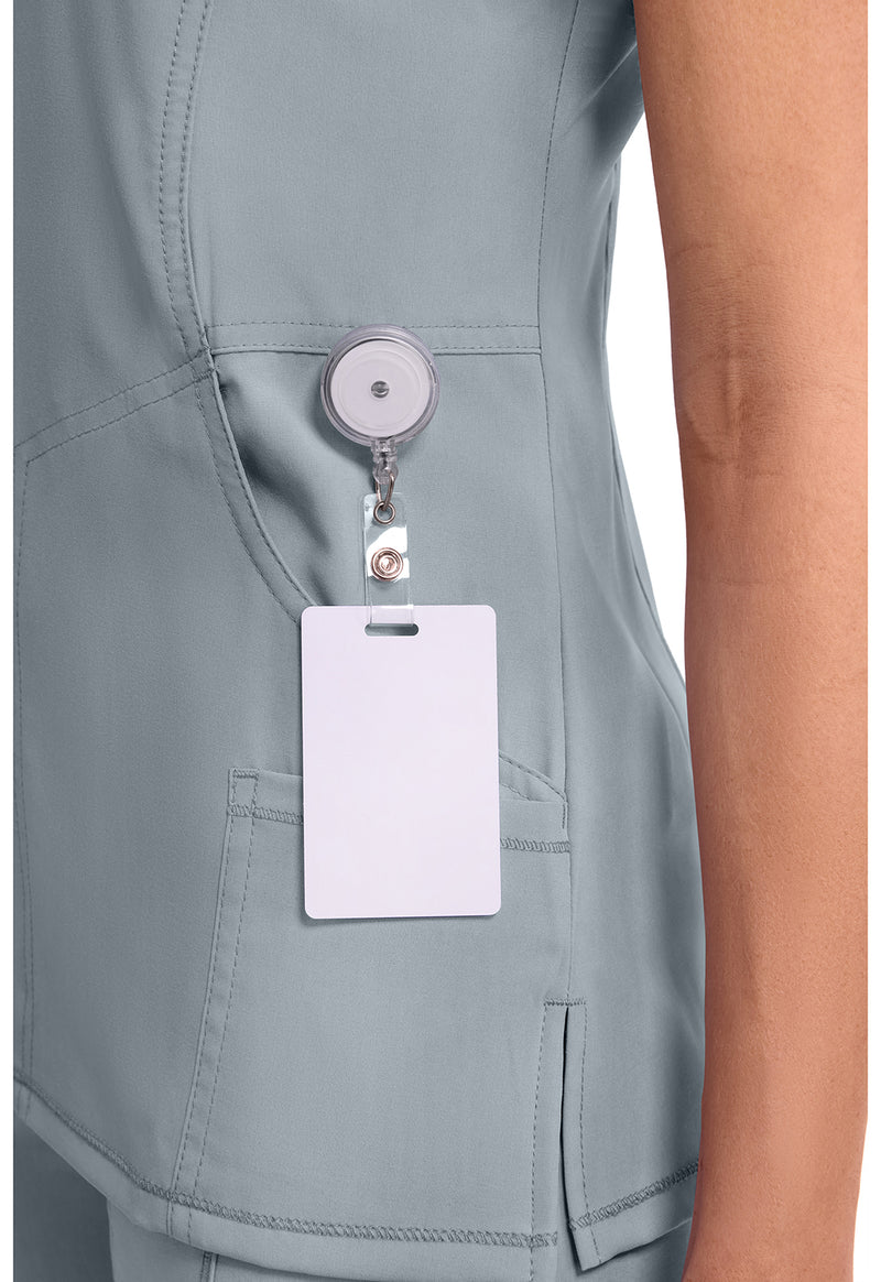 Grey - Women's Mock Wrap Scrub Top (View 2)