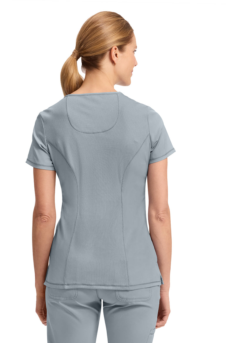 Grey - Cherokee IN Infinity Women Scrub Top - Back View