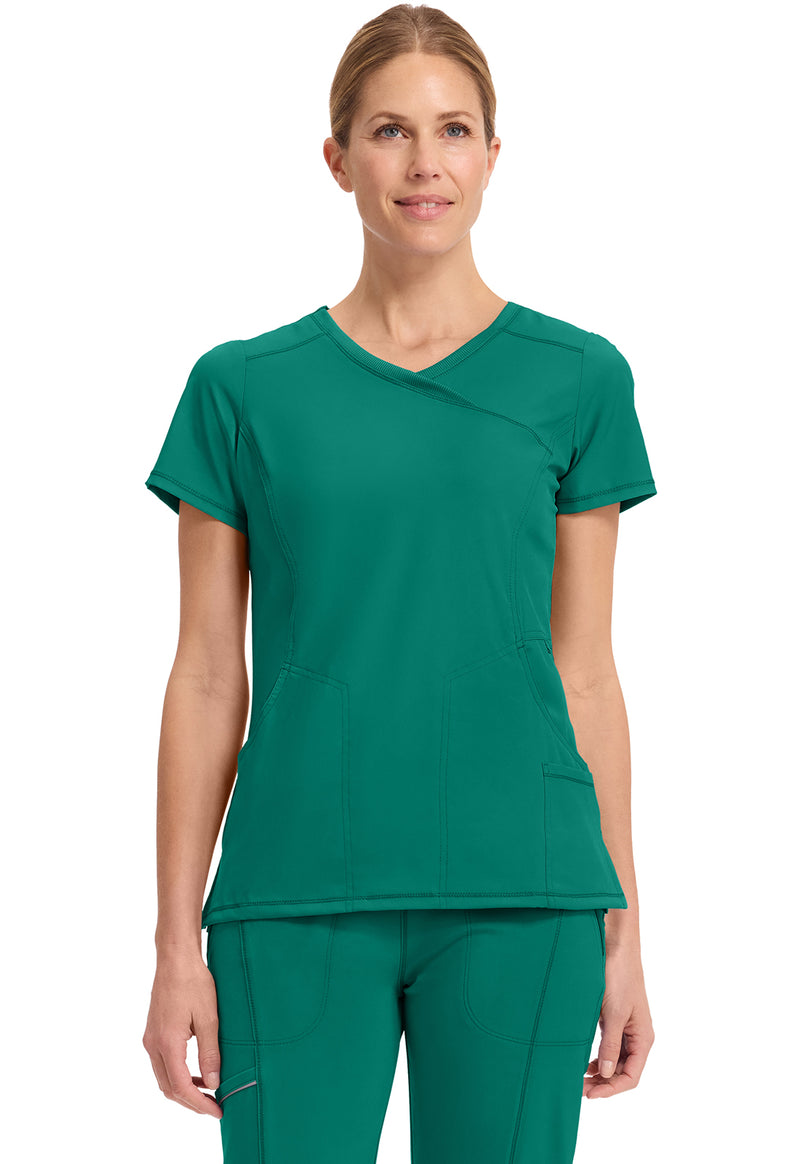 Hunter Green - Cherokee IN Infinity Women Scrub Top - Front View