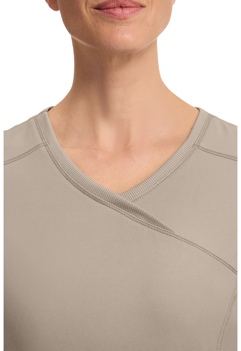 khaki - Mock Wrap Top (View 3)