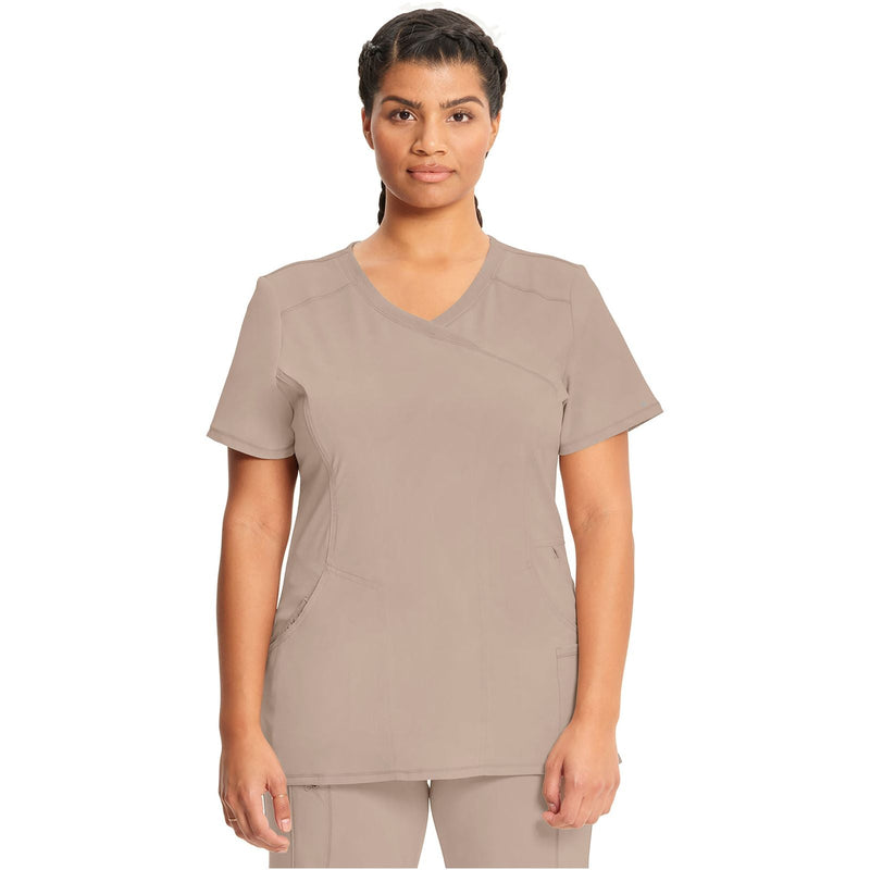 khaki - Mock Wrap Top