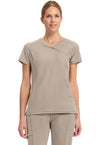 Khaki - Cherokee IN Infinity Women Scrub Top - Front View
