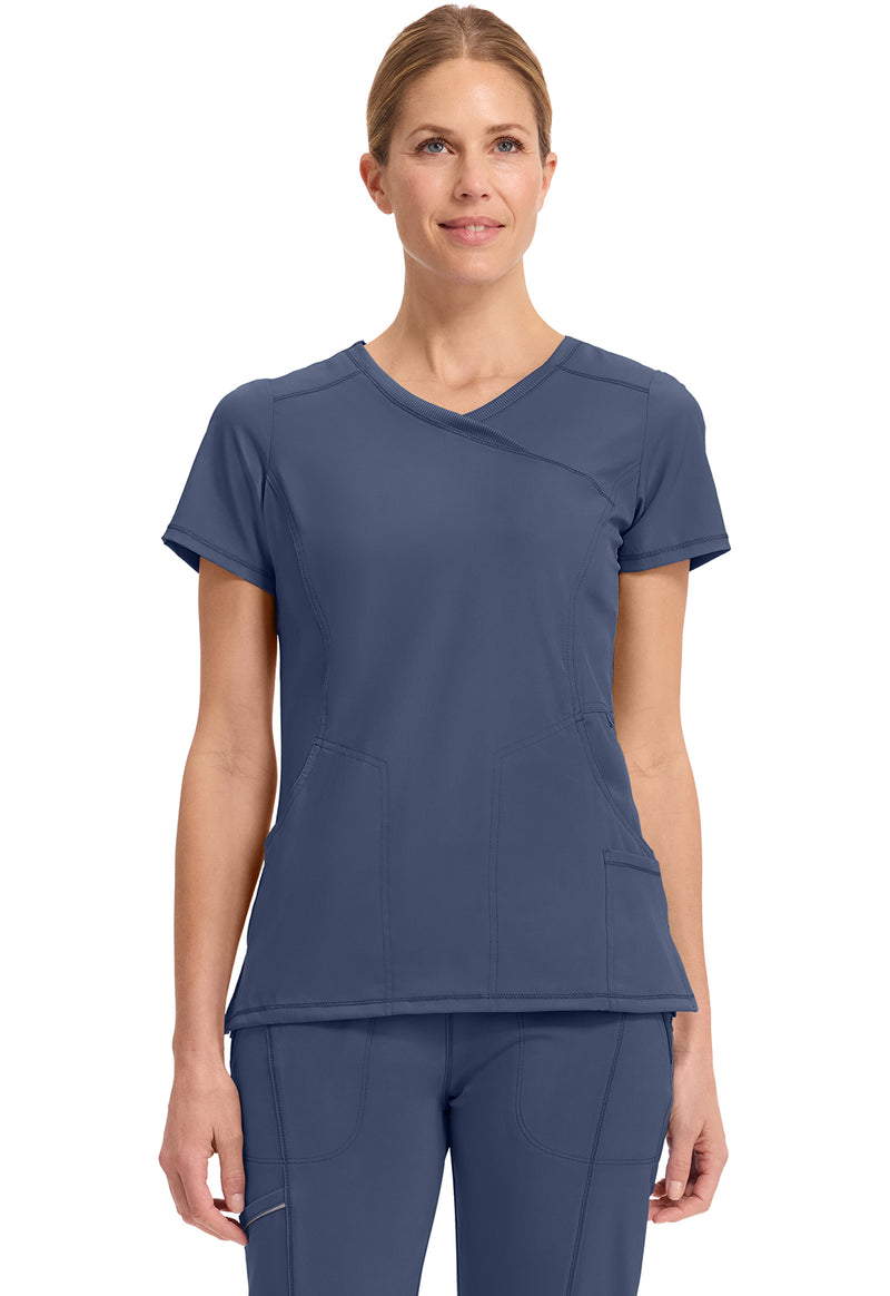 Navy - Cherokee IN Infinity Women Scrub Top - Front View
