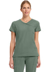 Olive - Cherokee IN Infinity Women Scrub Top - Front View