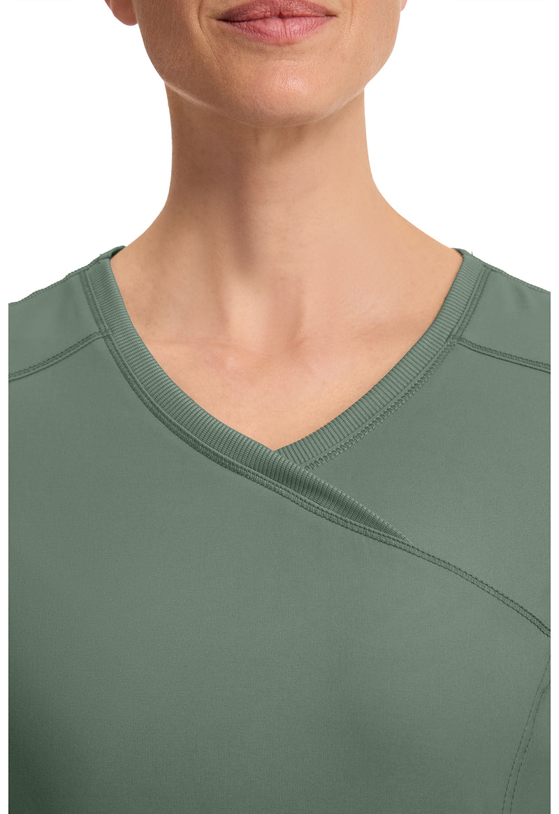 Olive - Women's Mock Wrap Scrub Top (View 3)