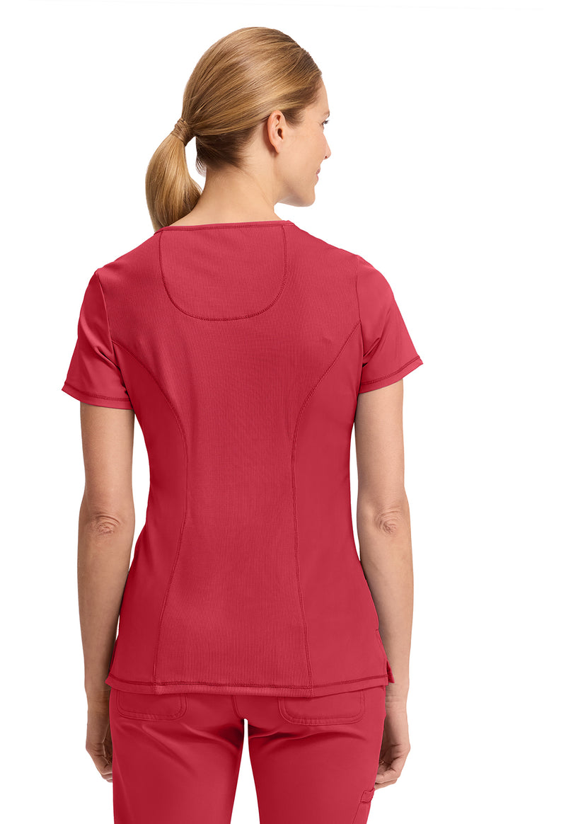 Red - Cherokee IN Infinity Women Scrub Top - Back View