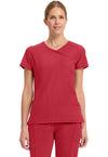 Red - Cherokee IN Infinity Women Scrub Top - Front View