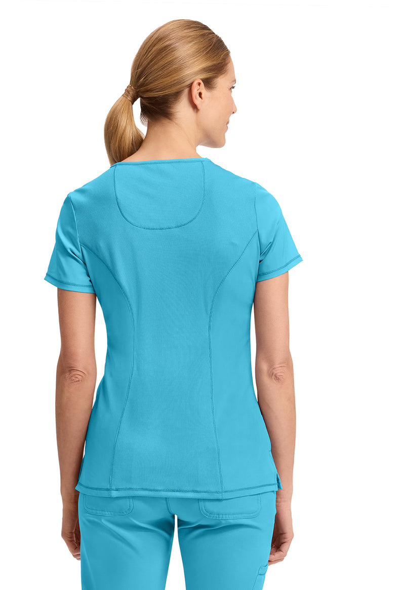 Turquoise - Cherokee IN Infinity Women Scrub Top - Back View