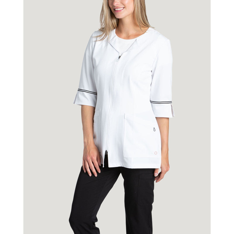 White - White Cross Marvella Women's 3 Pocket Zip Front Consultation Jacket for Healthcare Professionals