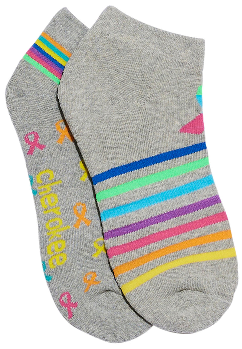 Striped Multi Ribbons - 2 Pr Pack Bamboo No Show Socks