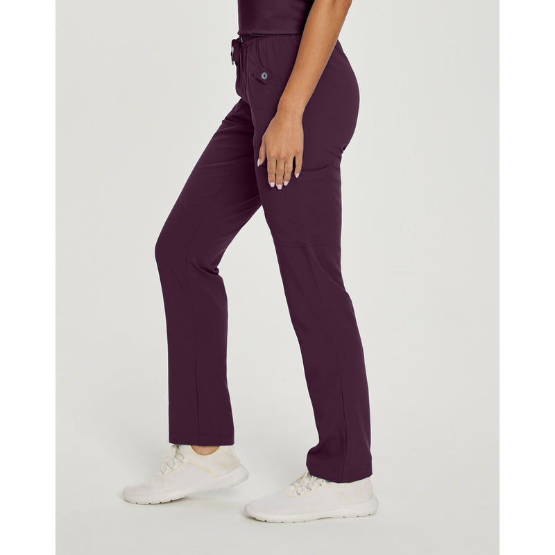 Deep Purple - White Cross Women's Scrub Pants - Side View