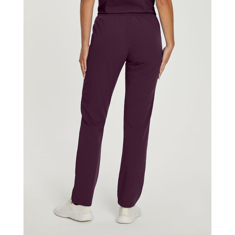 Deep Purple - White Cross Women's Scrub Pants - Back View