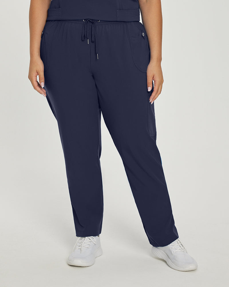 Navy - White Cross Marvella Women's 3 Pocket Cargo Drawstring Scrub Pants for Nursing