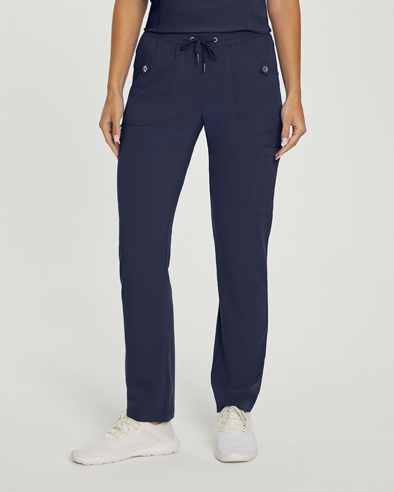 Navy - White Cross Marvella Women's 3 Pocket Cargo Drawstring Scrub Pants for Nursing