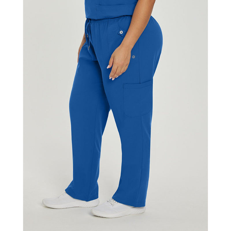 Royal Blue - White Cross Women's Scrub Pants - Side View