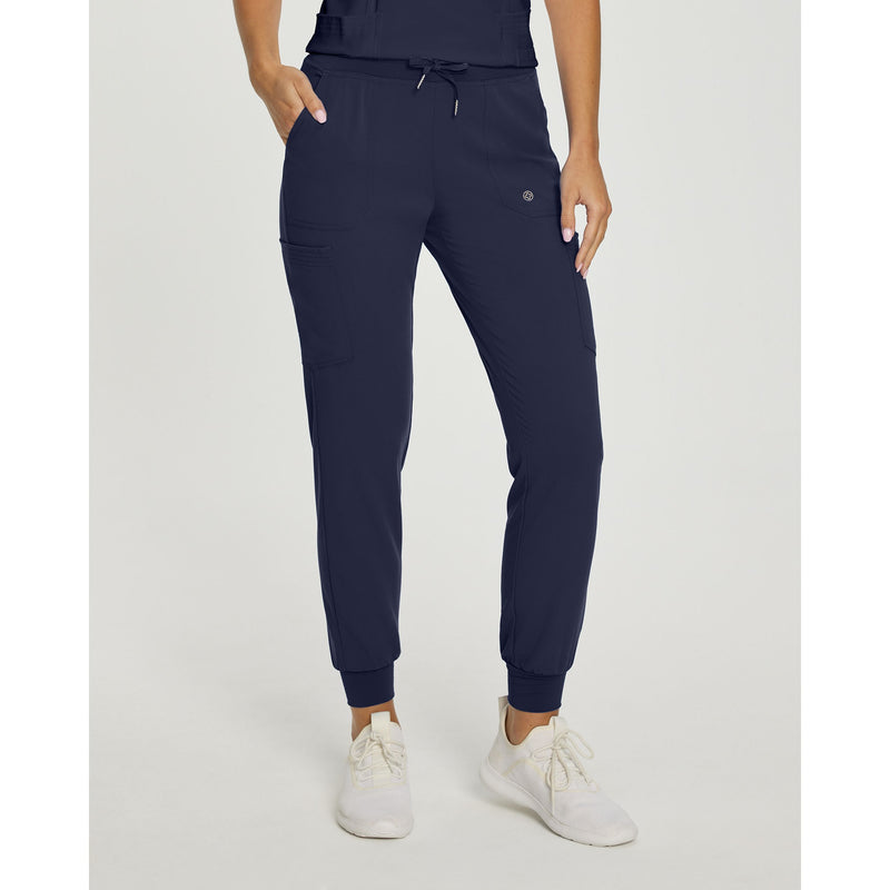 Navy - White Cross Women's Scrub Pants - Front View