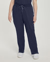 Navy - White Cross V-Tess Women's 6 Pocket Zipper Cargo Drawstring Scrub Pants Tall for Nursing