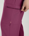 Raspberry Coulis - White Cross V-Tess Women's 6 Pocket Zipper Cargo Drawstring Scrub Pants Tall for Nursing