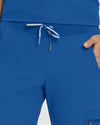 Royal Blue - White Cross V-Tess Women's 6 Pocket Zipper Cargo Drawstring Scrub Pants Tall for Nursing