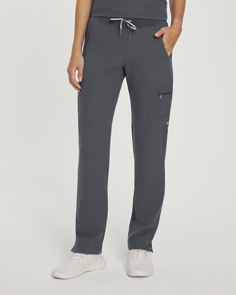 Taylor Grey - White Cross V-Tess Women's 6 Pocket Zipper Cargo Drawstring Scrub Pants Tall for Nursing