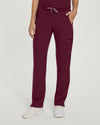 Wine - White Cross V-Tess Women's 6 Pocket Zipper Cargo Drawstring Scrub Pants Tall for Nursing