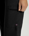 Black - White Cross V-Tess Women's 6 Pocket Zipper Cargo Drawstring Scrub Pants Tall for Nursing