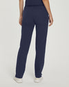 Navy - White Cross V-Tess Women's 6 Pocket Zipper Cargo Drawstring Scrub Pants Tall for Nursing