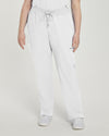 White - White Cross V-Tess Women's 6 Pocket Zipper Cargo Drawstring Scrub Pants Tall for Nursing