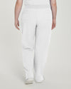 White - White Cross V-Tess Women's 6 Pocket Zipper Cargo Drawstring Scrub Pants Tall for Nursing