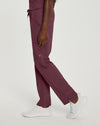Wine - White Cross Fit Women's 6 Pocket Cargo Drawstring Scrub Pants for Nursing