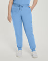 Ceil Blue - White Cross V-Tess Women's 7 Pocket Zipper Cargo Jogger Drawstring Scrub Pants for Nursing